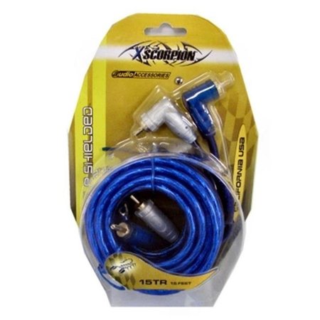 XSCORP XSCORP 15TR 15 ft. Right Angle Tiple Shielded RCA Cables with Turn On Wire 15TR
